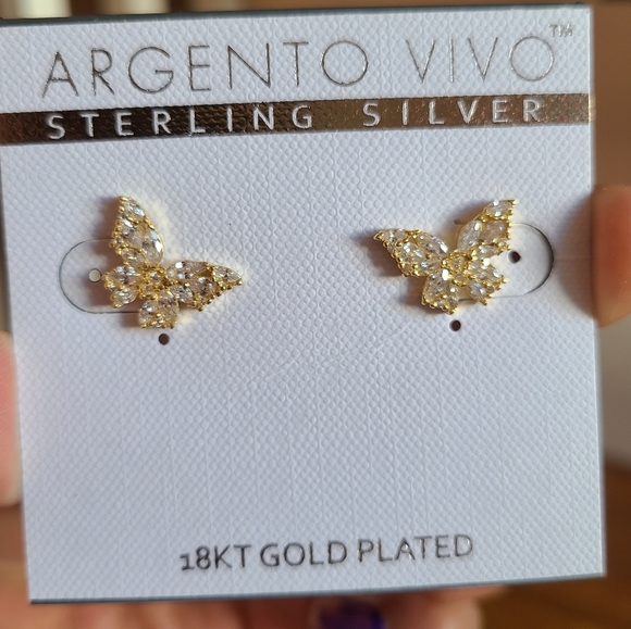ARGENTO VIVO STERLING SILVER Cubic Zirconia Butterfly Stud Earrings - Picture 4 of 7